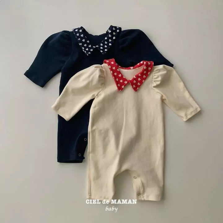 Ciel De Maman - Korean Baby Fashion - #babyoutfit - Heart Collar Bodysuit - 10