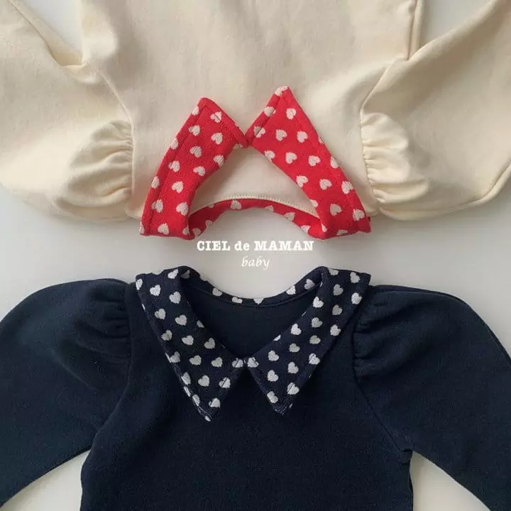 Ciel De Maman - Korean Baby Fashion - #babyoutfit - Heart Collar Bodysuit - 9