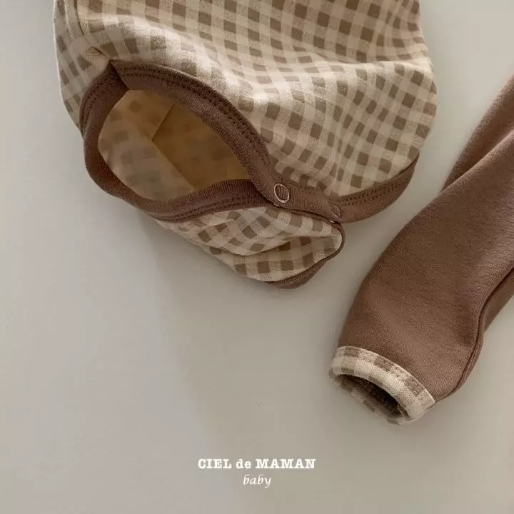 Ciel De Maman - Korean Baby Fashion - #babyoutfit - Check Bodysuit Set - 9