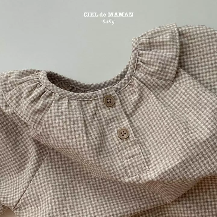Ciel De Maman - Korean Baby Fashion - #babyoutfit - Small Check Embroidery Bodysuit - 10