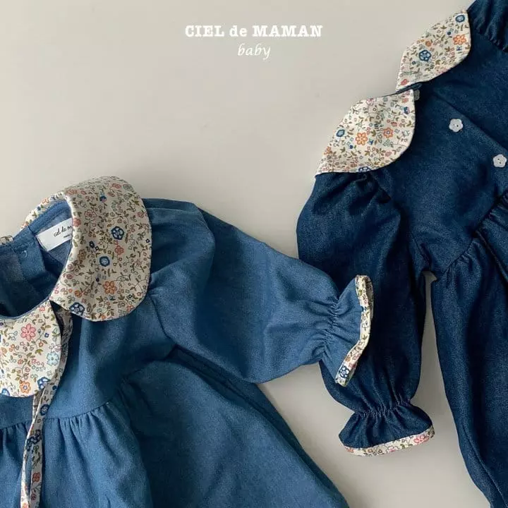 Ciel De Maman - Korean Baby Fashion - #babyoutfit - Denim Liberty Bodysuit - 6