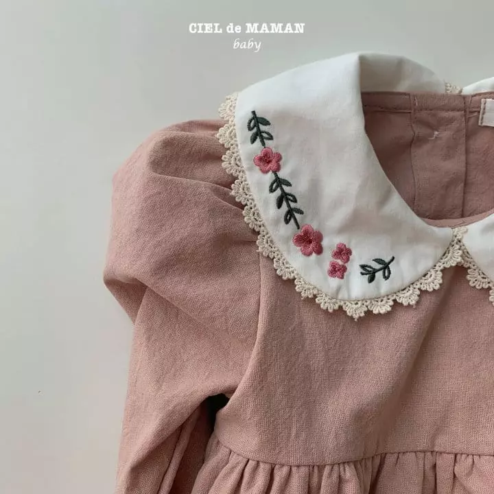 Ciel De Maman - Korean Baby Fashion - #onlinebabyboutique - Flower Embroidery Bodysuit - 11