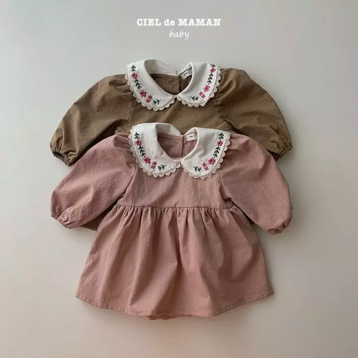 Ciel De Maman - Korean Baby Fashion - #onlinebabyshop - Flower Embroidery Bodysuit - 12