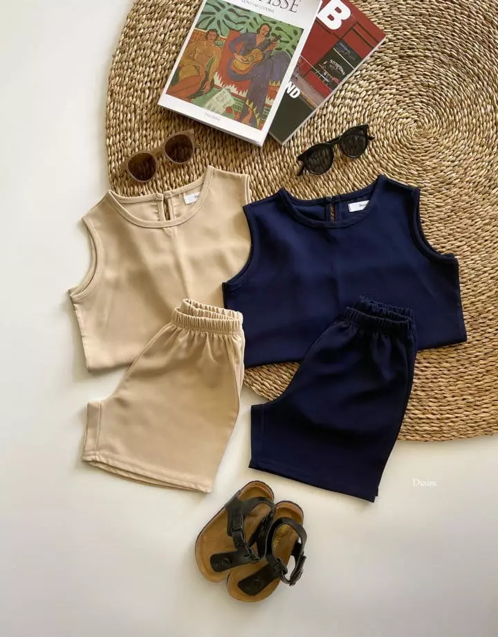 Dsaint - Korean Children Fashion - #prettylittlegirls - Summer Heat Sleeveless Top Bottom Set - 3