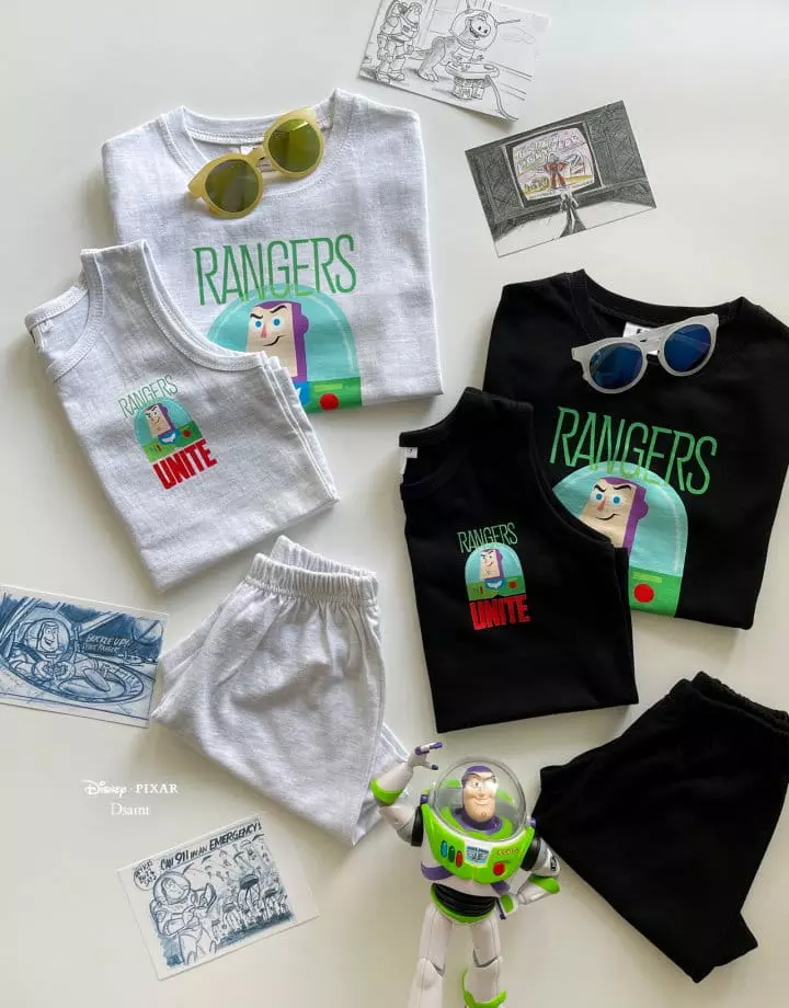 Dsaint - Korean Children Fashion - #todddlerfashion - Ranger Buzz Short Sleeves Sleeveless Bottom Set - 6