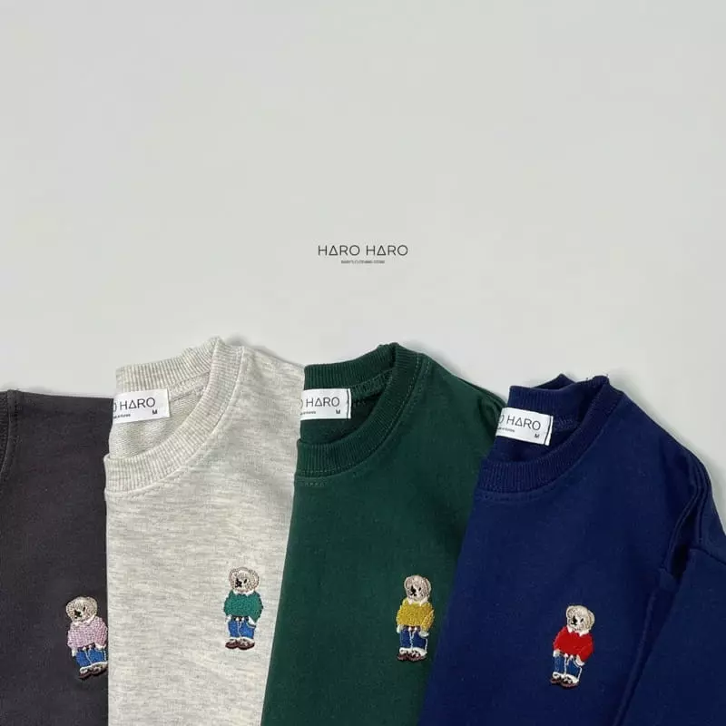 Haro Haro - Korean Children Fashion - #designkidswear - Bear Embroidery Sweatshirt - 2