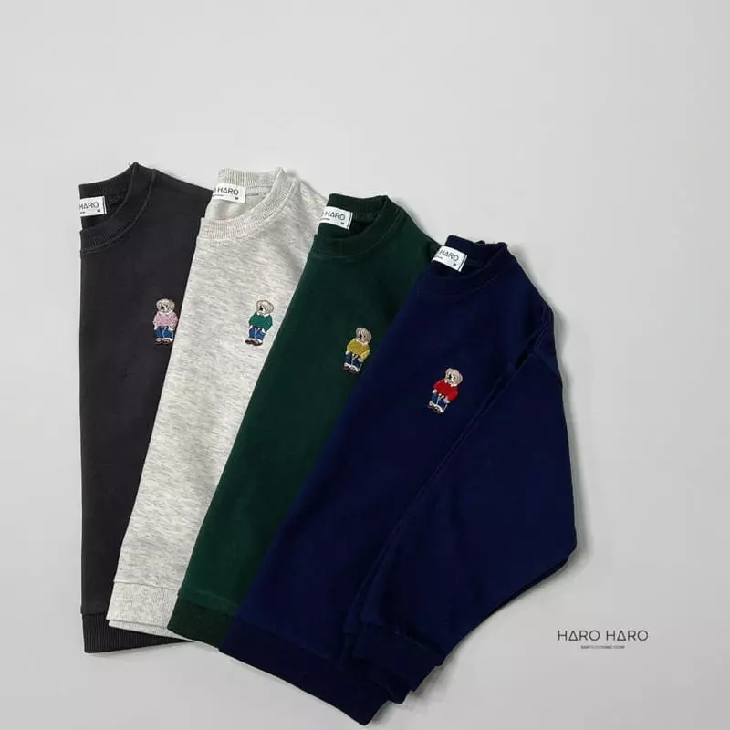 Haro Haro - Korean Children Fashion - #discoveringself - Bear Embroidery Sweatshirt - 3