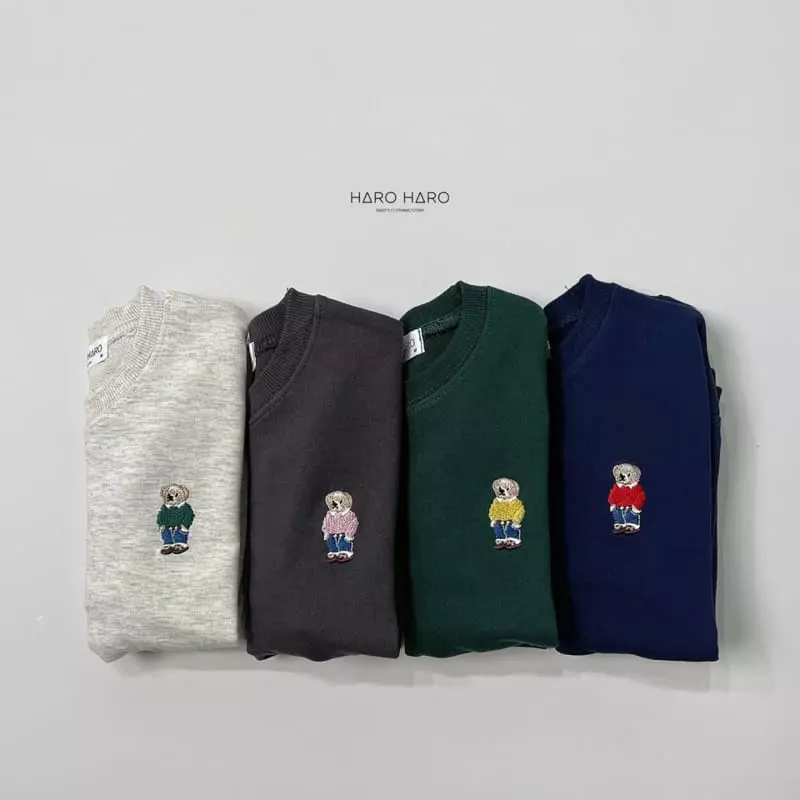Haro Haro - Korean Children Fashion - #discoveringself - Bear Embroidery Sweatshirt - 4