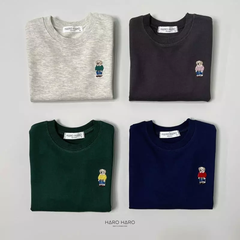 Haro Haro - Korean Children Fashion - #kidsshorts - Bear Embroidery Sweatshirt - 5