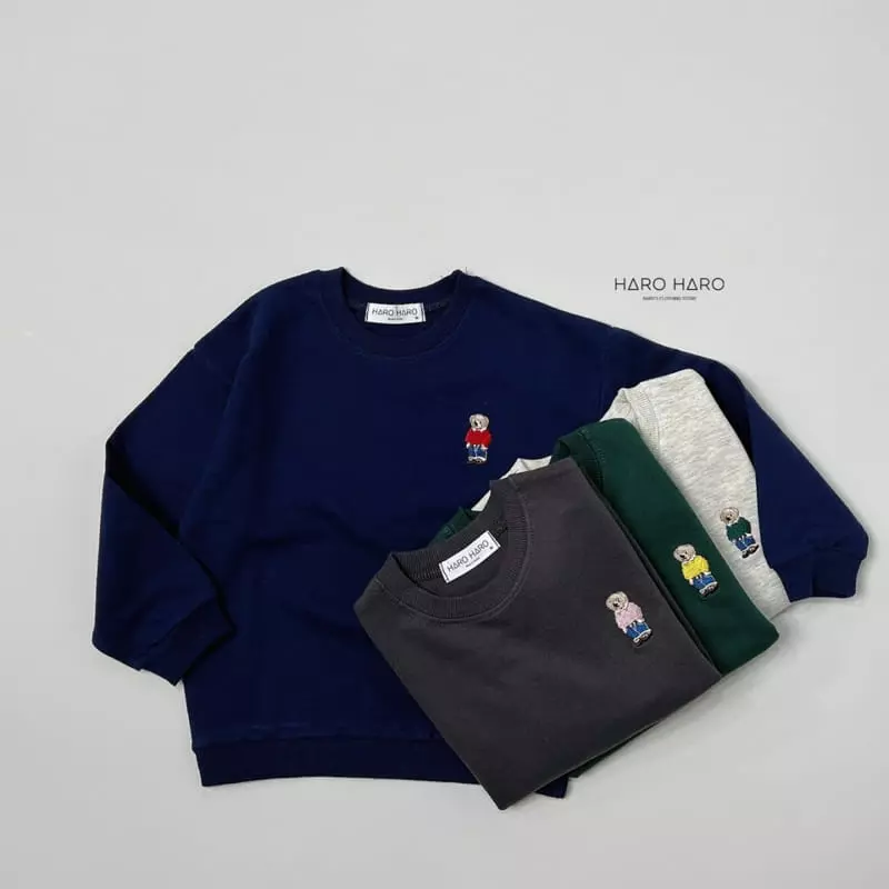 Haro Haro - Korean Children Fashion - #kidsstore - Bear Embroidery Sweatshirt - 6