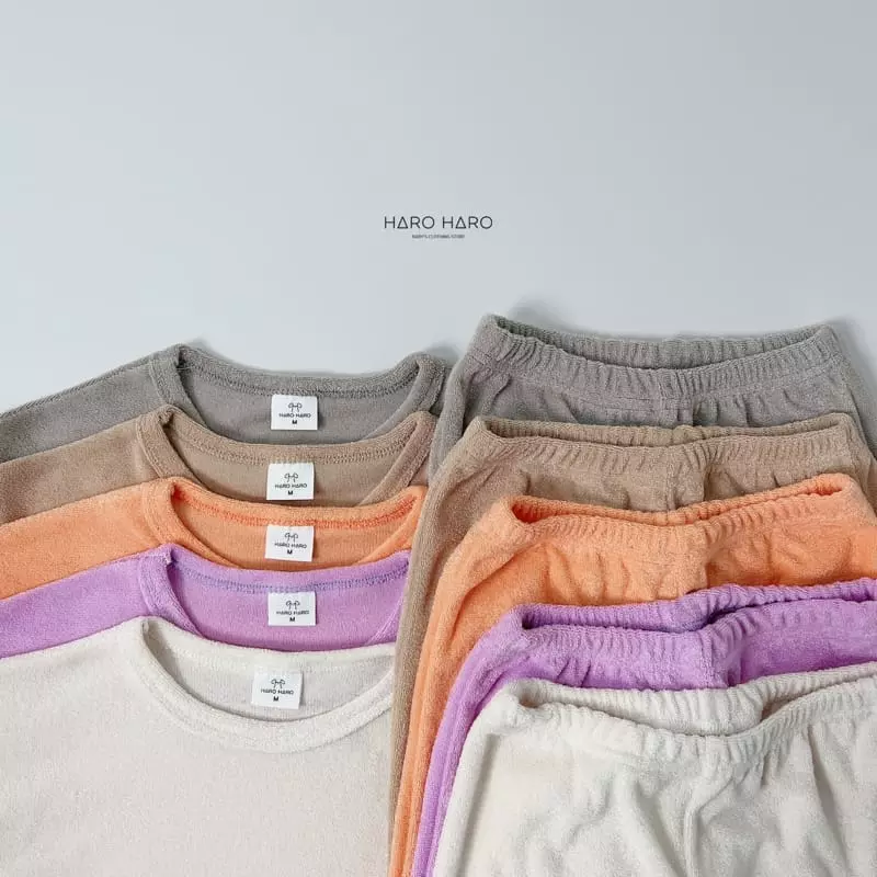 Haro Haro - Korean Children Fashion - #Kfashion4kids - Sleep Terry Top Bottom Set - 4