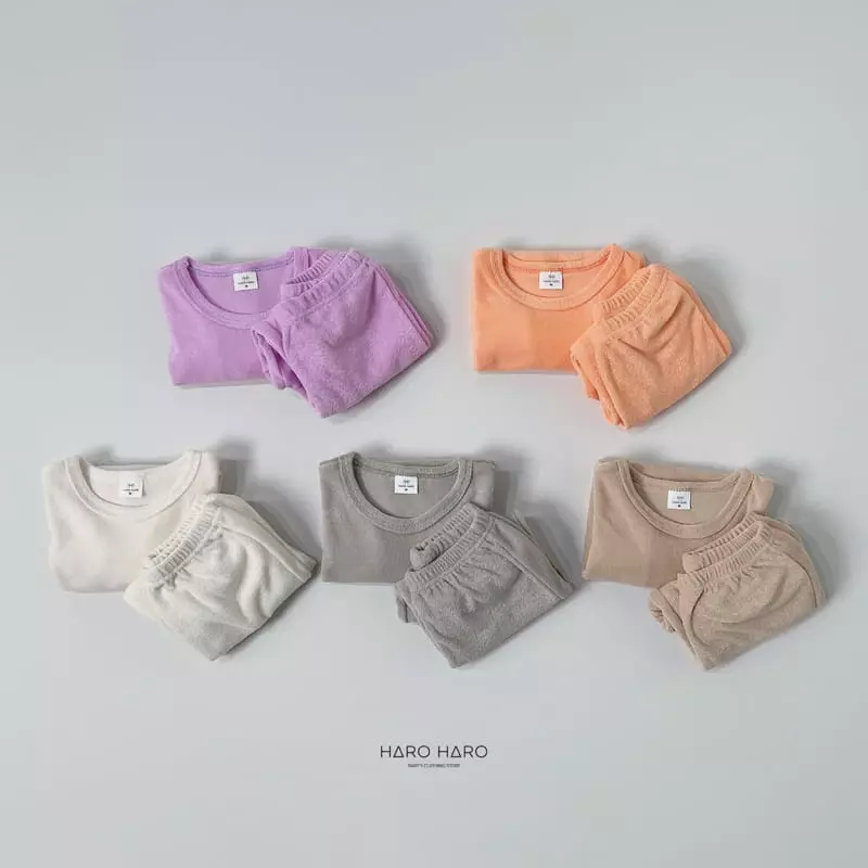 Haro Haro - Korean Children Fashion - #minifashionista - Sleep Terry Top Bottom Set - 6