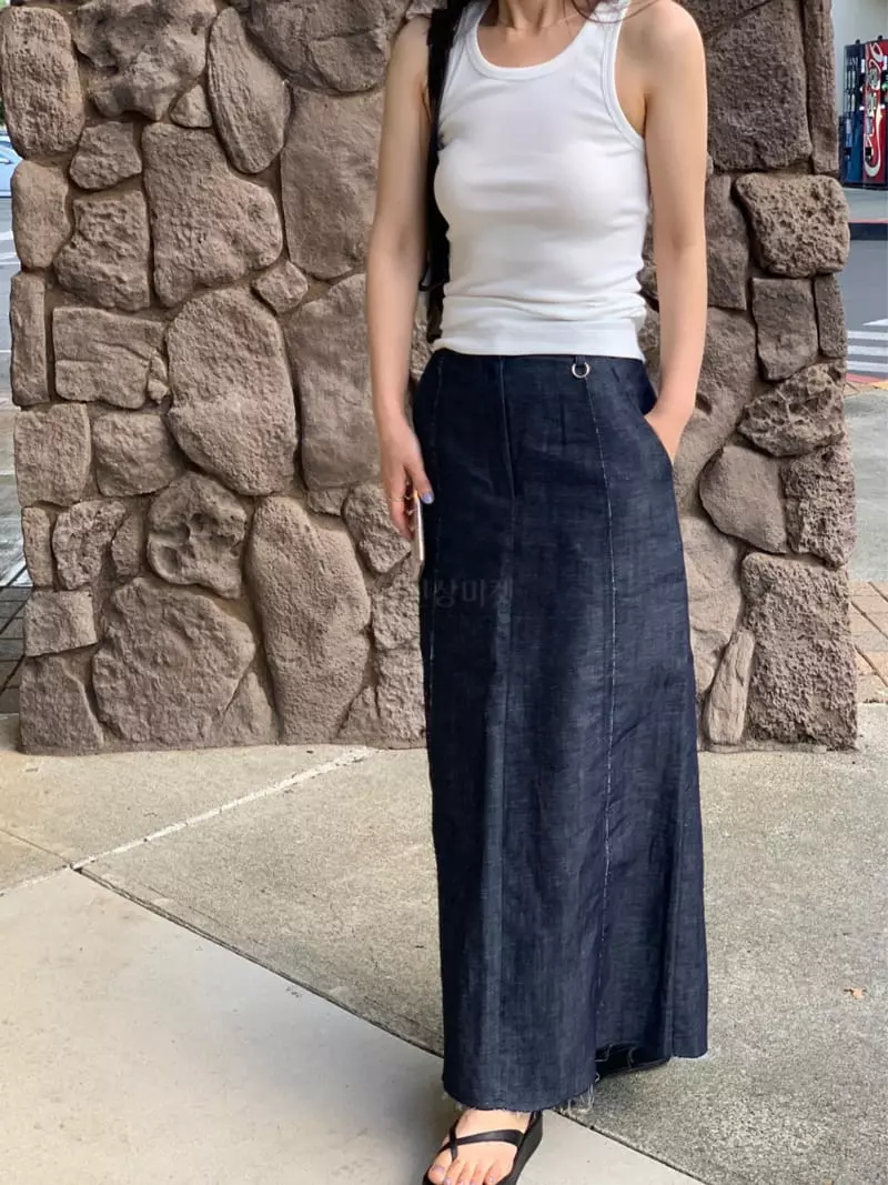 Knaite - Korean Women Fashion - #momslook - Linen Denim Skirt - 5