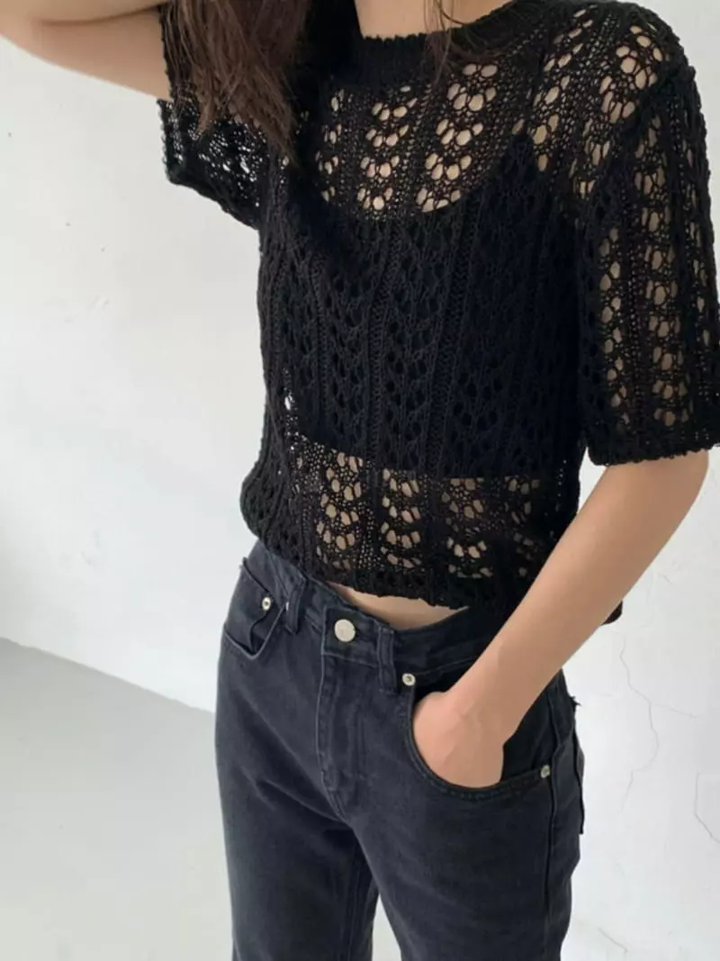Knaite - Korean Women Fashion - #momslook - Scsi Knit Tee - 6