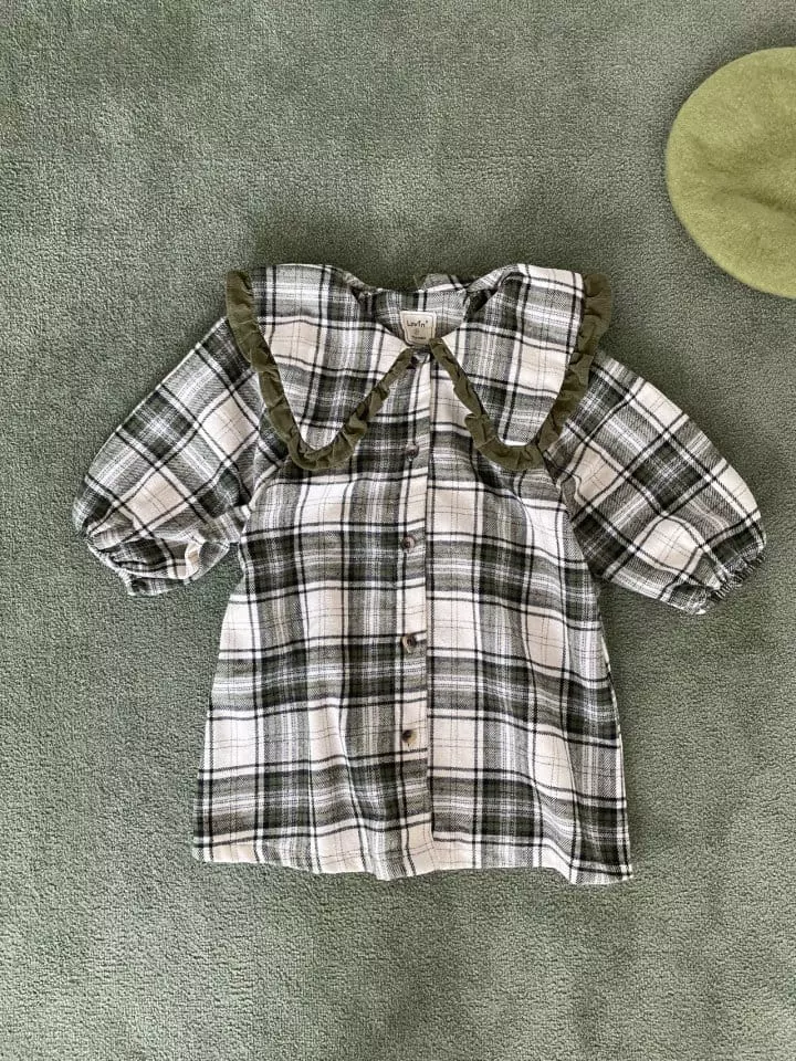 Lovin - Korean Children Fashion - #discoveringself - Check Collar One-piece