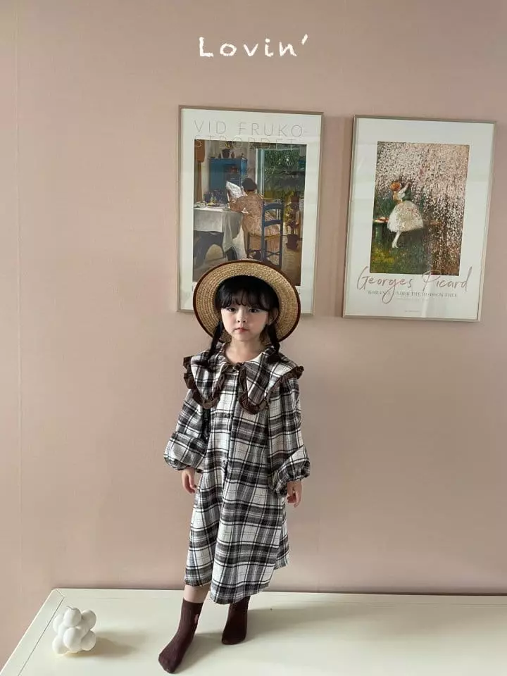 Lovin - Korean Children Fashion - #kidzfashiontrend - Check Collar One-piece - 5