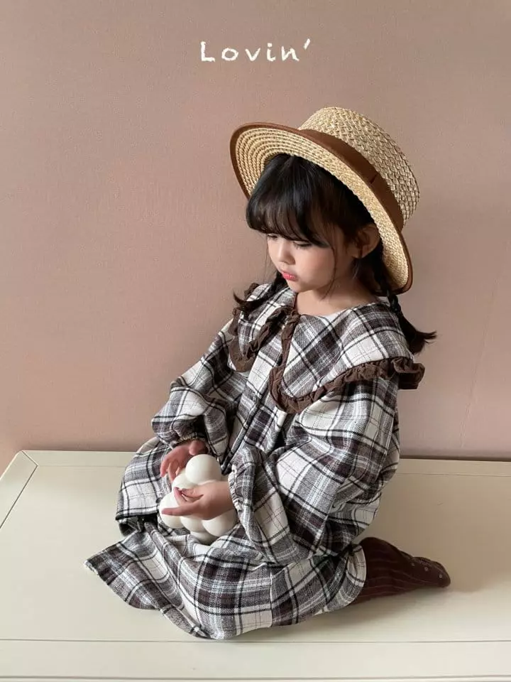 Lovin - Korean Children Fashion - #littlefashionista - Check Collar One-piece - 7