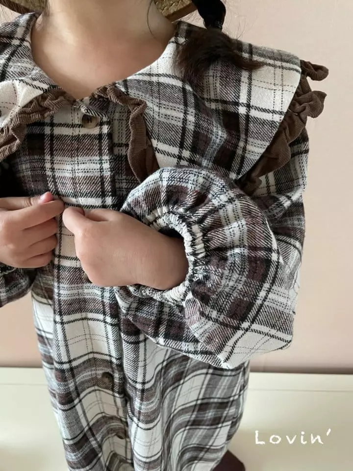 Lovin - Korean Children Fashion - #minifashionista - Check Collar One-piece - 9