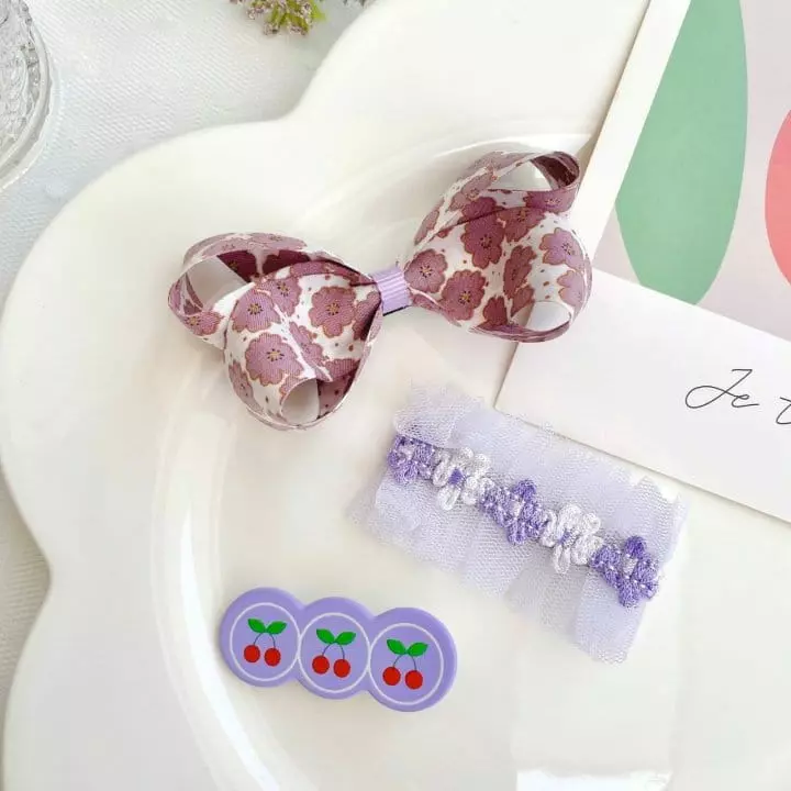 Mins - Korean Children Fashion - #Kfashion4kids - Purple Daisy Hairpin Set - 3