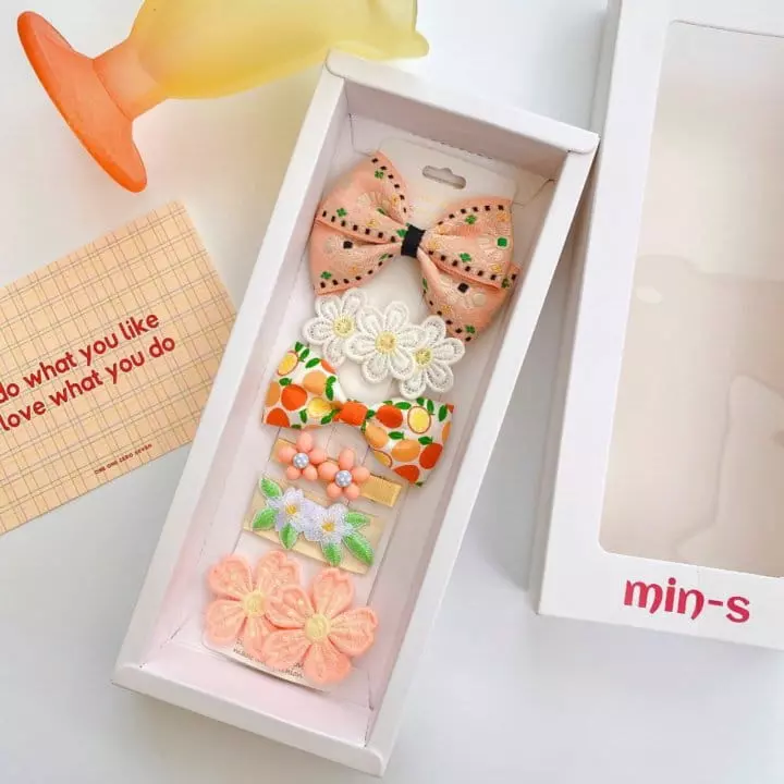 Mins - Korean Children Fashion - #designkidswear - Orange Stitch Hairpin Set - 3