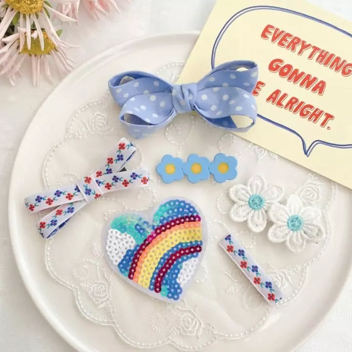 Mins - Korean Children Fashion - #discoveringself - Rainbow Blue Hairpin Set - 3