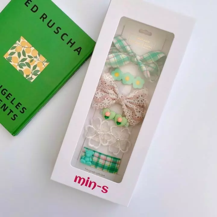 Mins - Korean Children Fashion - #fashionkids - Green Check Hairpin Set