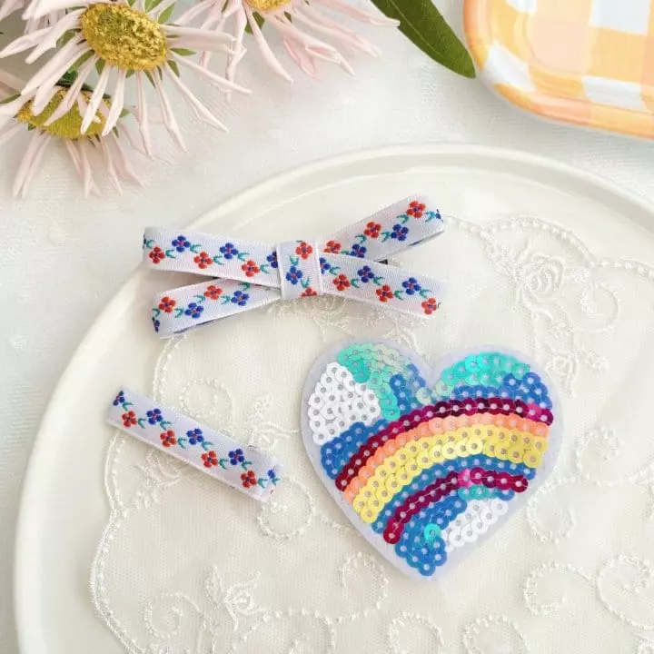 Mins - Korean Children Fashion - #kidsshorts - Rainbow Blue Hairpin Set - 5