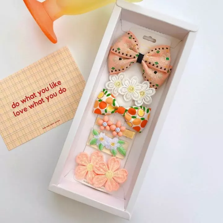 Mins - Korean Children Fashion - #kidsstore - Orange Stitch Hairpin Set - 7