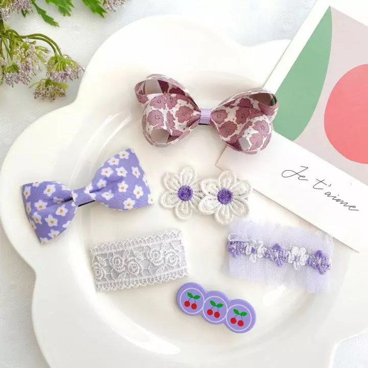 Mins - Korean Children Fashion - #kidzfashiontrend - Purple Daisy Hairpin Set - 2