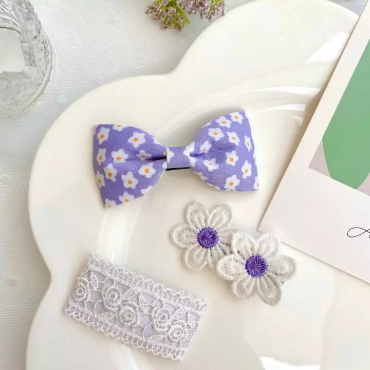 Mins - Korean Children Fashion - #Kfashion4kids - Purple Daisy Hairpin Set - 4