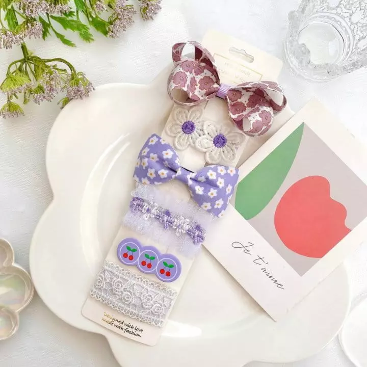 Mins - Korean Children Fashion - #magicofchildhood - Purple Daisy Hairpin Set - 5
