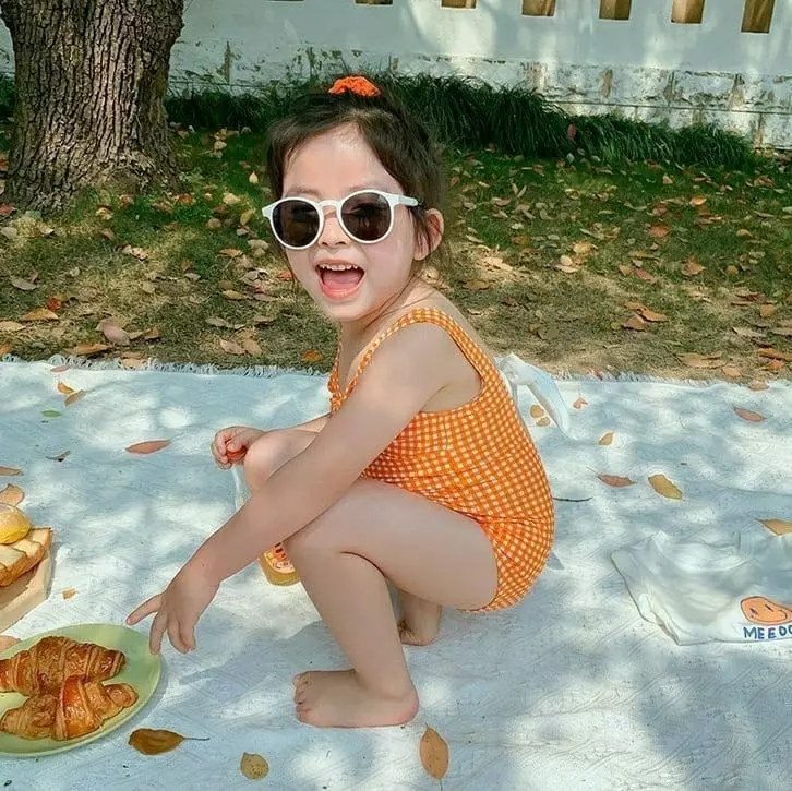 Miso - Korean Children Fashion - #childrensboutique - Orange Swimwear with Tee - 10