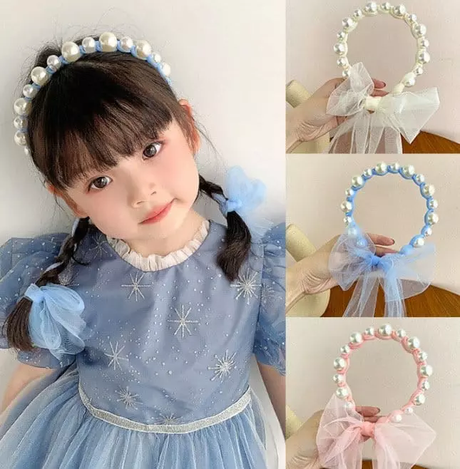 Miso - Korean Children Fashion - #minifashionista - Pearl Lace Hairband - 2