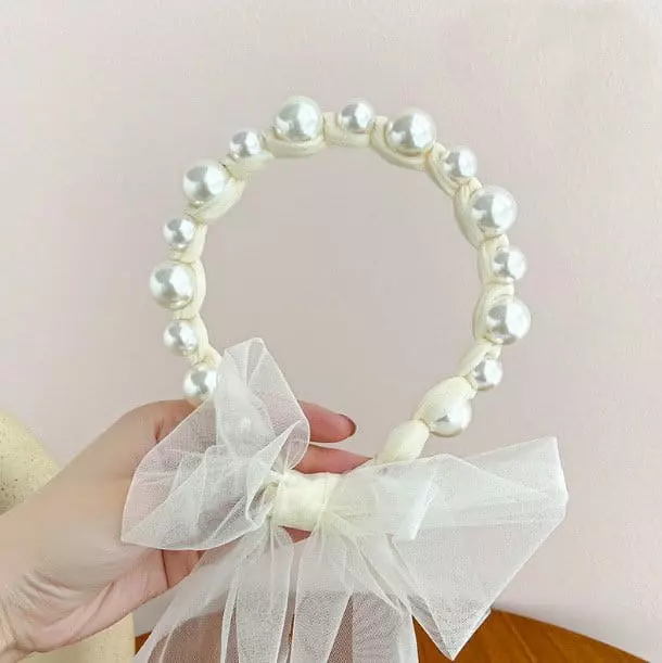 Miso - Korean Children Fashion - #prettylittlegirls - Pearl Lace Hairband - 3