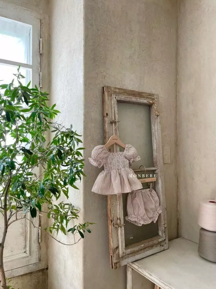Monbebe - Korean Baby Fashion - #babyboutiqueclothing - Bonjour Check Top Bottom Set - 7