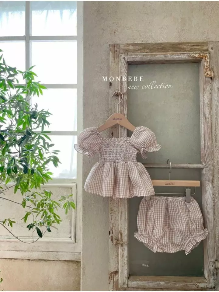 Monbebe - Korean Baby Fashion - #babyfever - Bonjour Check Top Bottom Set - 10