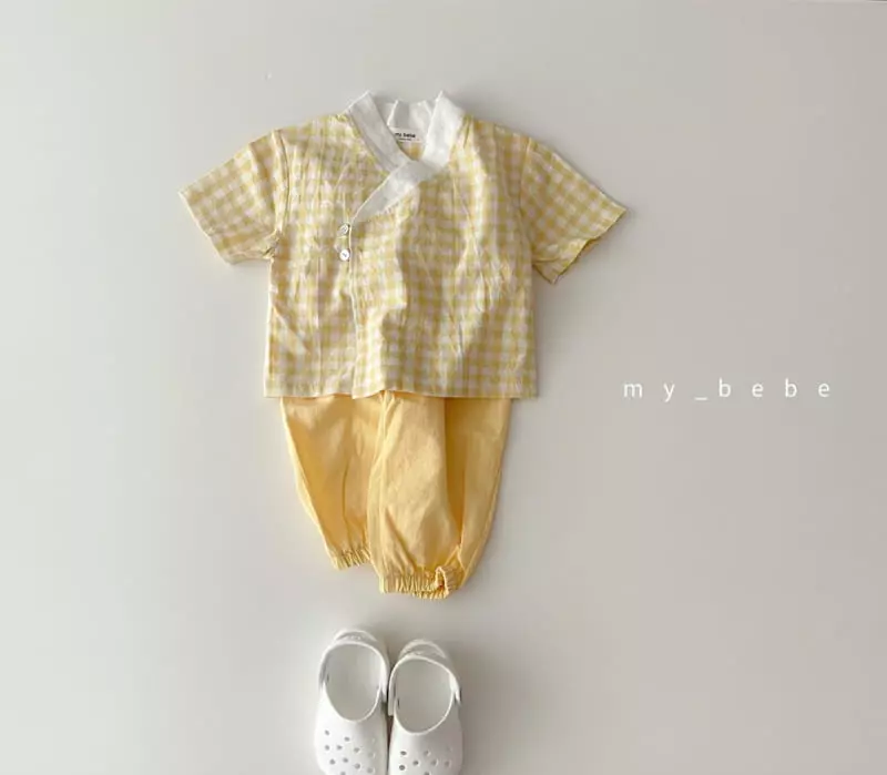My Bebe - Korean Children Fashion - #kidzfashiontrend - Check Short Sleeves Hanbok