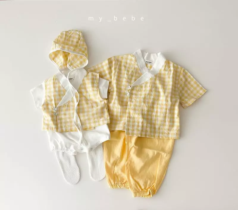 My Bebe - Korean Children Fashion - #todddlerfashion - Check Short Sleeves Hanbok - 7