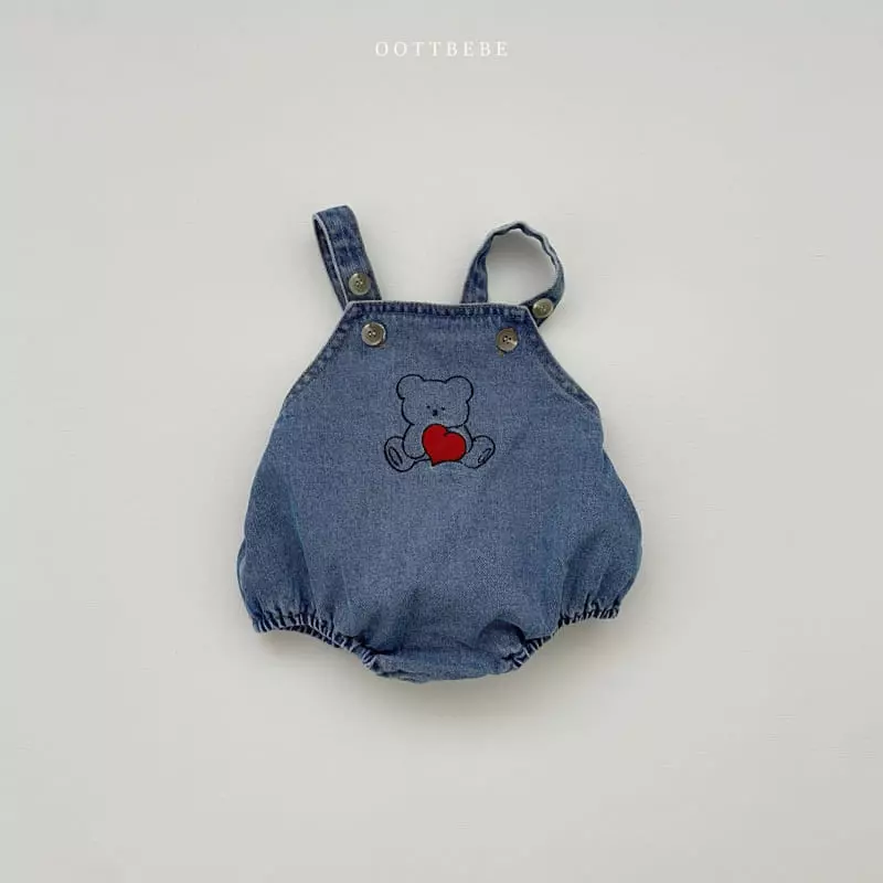Oott Bebe - Korean Baby Fashion - #babyboutique - Love Denim Teddy Bodysuit