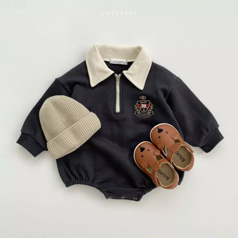 Oott Bebe - Korean Baby Fashion - #babyboutiqueclothing - Harvard Collar Bodysuit - 2