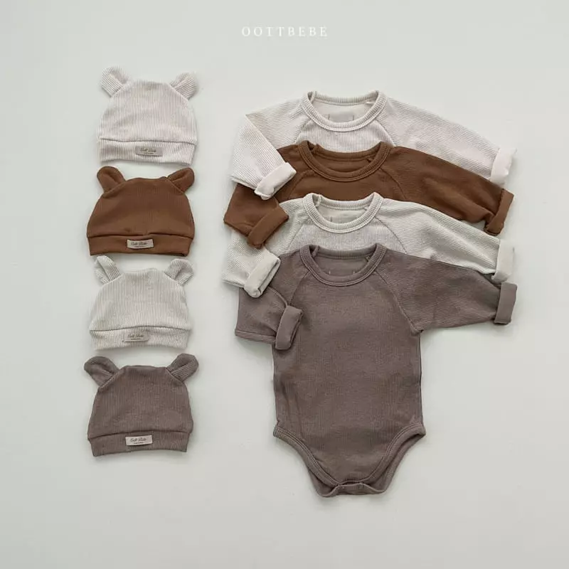 Oott Bebe - Korean Baby Fashion - #babyclothing - Sunny Bodysuit Leggings Bonnet Set - 5