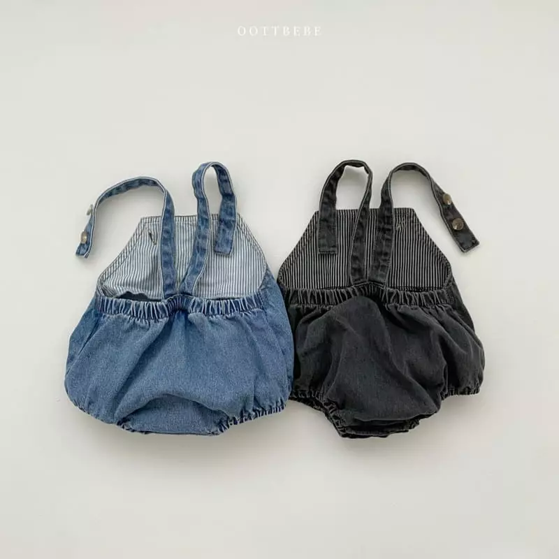 Oott Bebe - Korean Baby Fashion - #babyclothing - Love Denim Teddy Bodysuit - 3