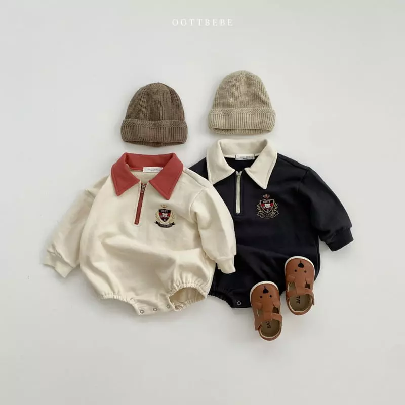 Oott Bebe - Korean Baby Fashion - #babyclothing - Harvard Collar Bodysuit - 3