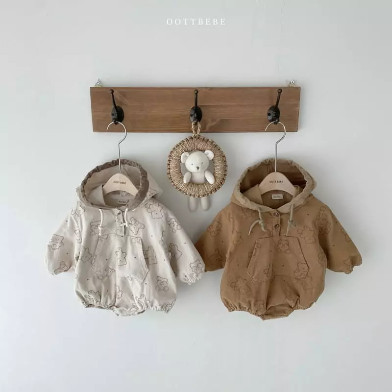 Oott Bebe - Korean Baby Fashion - #babyfashion - Bread Bear Hoody Bodysuit - 12