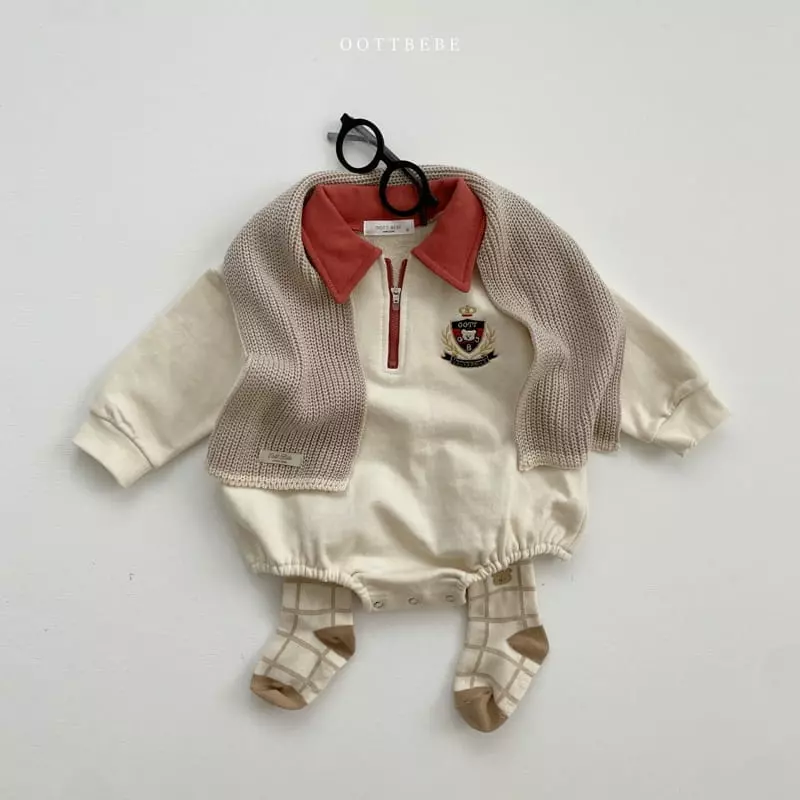 Oott Bebe - Korean Baby Fashion - #babyclothing - Harvard Collar Bodysuit - 4