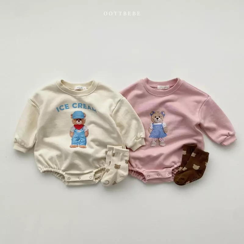 Oott Bebe - Korean Baby Fashion - #babygirlfashion - Ice Cream Bear Bodysuit - 10