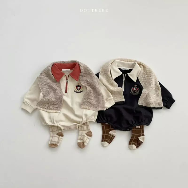 Oott Bebe - Korean Baby Fashion - #babygirlfashion - Harvard Collar Bodysuit - 6