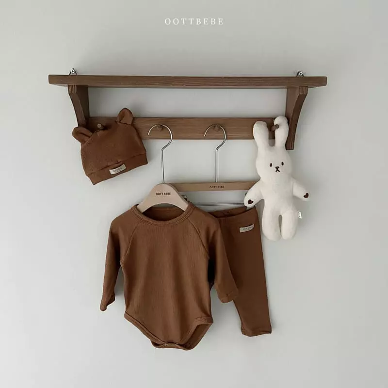 Oott Bebe - Korean Baby Fashion - #babylifestyle - Sunny Bodysuit Leggings Bonnet Set - 9