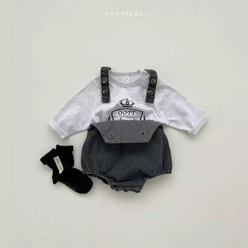Oott Bebe - Korean Baby Fashion - #babylifestyle - Love Denim Teddy Bodysuit - 7