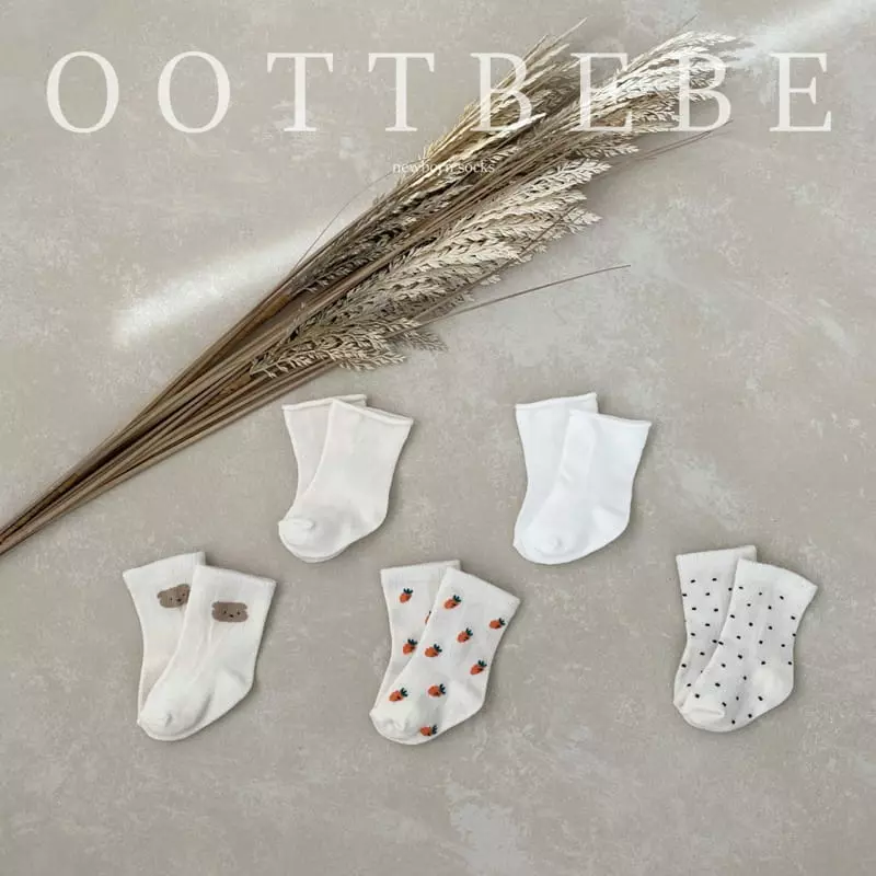 Oott Bebe - Korean Baby Fashion - #babylifestyle - Newborn Baby Socks Pattern (Dot+Carrot+Bear) - 2